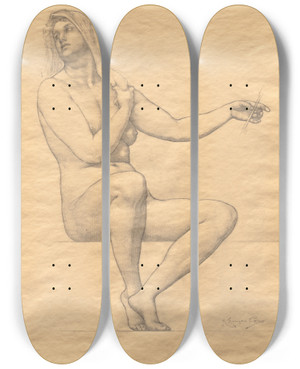 Triptych art skateboard deck of Kenyon Cox Sketch_2 by Kenyon Cox (1856-1919)