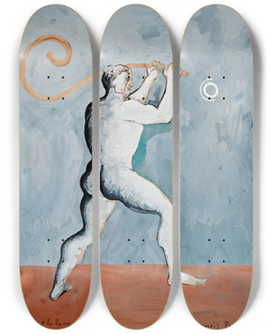 Triptych art skateboard deck of Francis Picabia Hercule Devant La Lune by Francis Picabia (1879-1953)