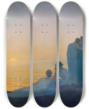 Triptych art skateboard deck of Alphonse Osbert Soir Antique by Alphonse Osbert (1857-1939)