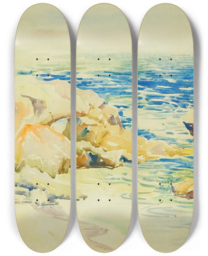 Triptych art skateboard deck of Anna Althea Hills The Arch Laguna Beach by Anna Althea Hills (1882-1930)