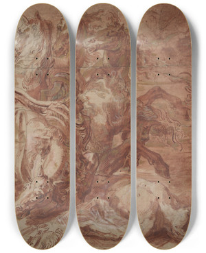 Triptych art skateboard deck of Abraham Bloemaert Hippolytus by Abraham Bloemaert (1564-1651)