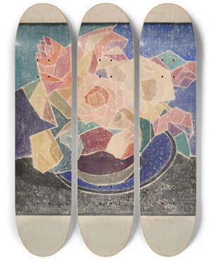 Triptych art skateboard deck of Blanche Lazzell June Roses by Blanche Lazzell (1878-1956)