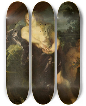 Triptych art skateboard deck of Anthony Van Dyck The Penitent Saint Magdalen by Anthony Van Dyck (1599-1641)