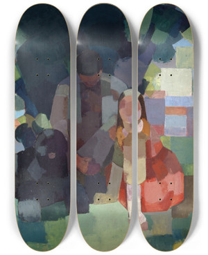 Triptych art skateboard deck of Albert Mller Rest Outdoors by Albert Muller (1897-1926)