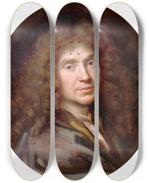 Triptych art skateboard deck of Pierre Mignard Molire by Pierre Mignard (1612-1695)