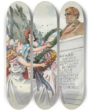 Triptych art skateboard deck of Udo Keppler Tempora Mutantur Etc by Udo Keppler (1872-1956)