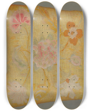 Triptych art skateboard deck of Helen E Gilman Crewel Embroidery_3 by Helen E Gilman
