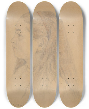 Triptych art skateboard deck of Ernst Josephson Anna Josephson by Ernst Josephson (1851-1906)