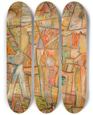 Triptych art skateboard deck of Sasza Blonder Composition by Sasza Blonder (1909-1949)