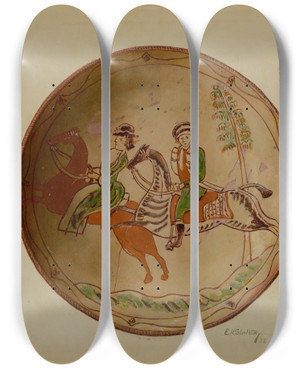 Triptych art skateboard deck of Eugene Shellady Pa German Plate_3 by Eugene Shellady