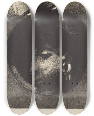 Triptych art skateboard deck of Odilon Redon Cellule Auriculaire Auricular Cell by Odilon Redon (1840-1916)