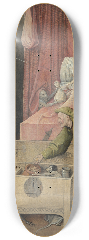 Hieronymus Bosch - Death and the Miser 8.25 inch art skate deck Hieronymus Bosch - Death and the Miser 8.25 inch art skate deck
