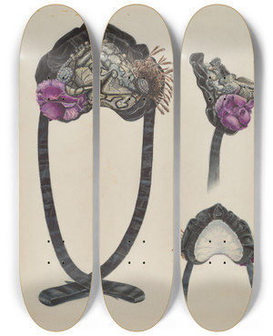 Triptych art skateboard deck of Al Curry Bonnet by Al Curry (20-)