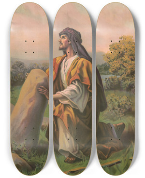 Triptych art skateboard deck of Providence Lith Co Jacobs Vision And Gods Promise by Providence Lith Co (1880-1975)