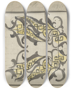 Triptych art skateboard deck of Carel Adolph Lion Cachet Decoratief Ontwerp_11 by Carel Adolph Lion Cachet (1864-1945)