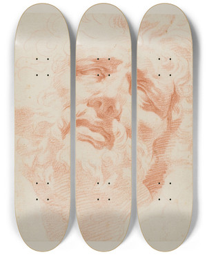 Triptych art skateboard deck of Andrea Appiani Study For Head Of Laocoon by Andrea Appiani (1754-1817)