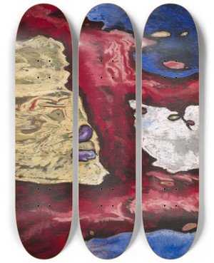 Triptych art skateboard deck of Arthur Dove Tree Forms And Water by Arthur Dove (1880-1946)