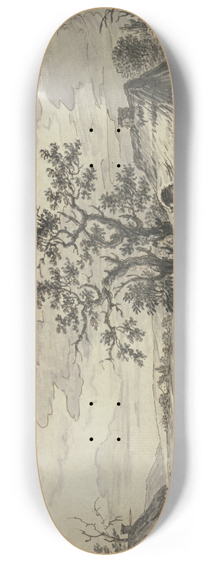 Hieronymus Lapis - Landschaft mit Bach und zwei Htten im Vordergrund 8.25 inch art skate deck