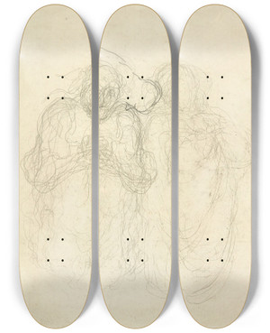 Triptych art skateboard deck of Honor Daumier Scapin Et Gronte by Honore Daumier (1808-1879)