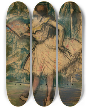 Triptych art skateboard deck of Edgar Degas Dancer With A Fan by Edgar Degas (1834-1917)