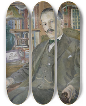 Triptych art skateboard deck of Carl Wilhelmson Thorsten Laurin 18751954 by Carl Wilhelmson (1866-1928)