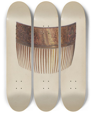 Triptych art skateboard deck of Sylvia De Zon Comb_1 by Sylvia De Zon