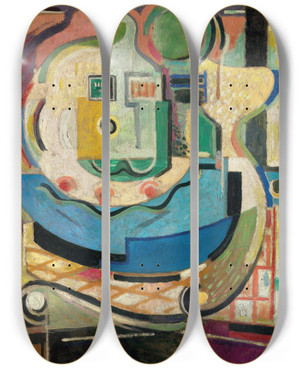 Triptych art skateboard deck of Albert Gleizes Composition_3 by Albert Gleizes (1881-1953)