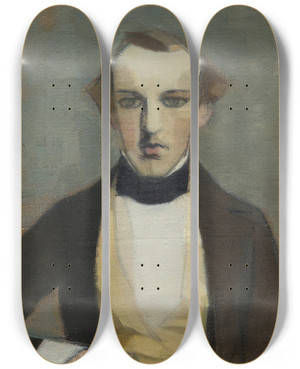 Triptych art skateboard deck of Helene Schjerfbeck Myfather by Helene Schjerfbeck (1862-1946)