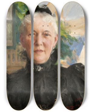Triptych art skateboard deck of Anders Zorn Gthilda Frstenberg by Anders Zorn (1860-1920)