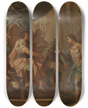 Triptych art skateboard deck of Sebastiano Conca David And Saul Study by Sebastiano Conca (1676-1764)