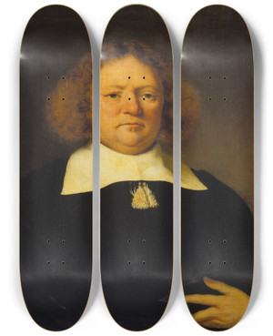 Triptych art skateboard deck of Ferdinand Bol Portrait Of A Man_6 by Ferdinand Bol (1616-1680)