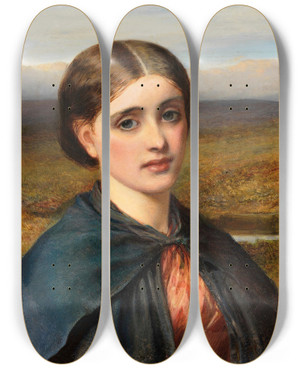 Triptych art skateboard deck of Charles Sillem Lidderdale Study Of An Irish Head by Charles Sillem Lidderdale (1831-1895)