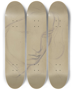 Triptych art skateboard deck of Victor Mller Portrt Eines Mdchens Oder Einer Jungen Frau Leicht Nach Rechts Gewandt by Victor Muller (1829-1871)