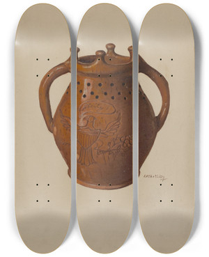 Triptych art skateboard deck of Eugene Shellady Pa German Puzzle Mug by Eugene Shellady