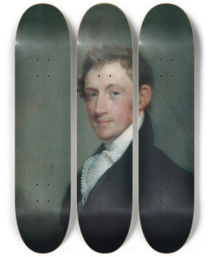 Triptych art skateboard deck of Gilbert Stuart David Sears Jr by Gilbert Stuart (1755-1828)
