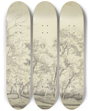 Triptych art skateboard deck of Roelant Roghman Forest Section by Roelant Roghman (1627-1692)