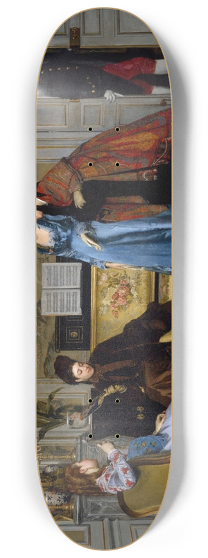 Alfred Stevens - Elegant Figures in a Salon 8.25 inch art skate deck Alfred Stevens - Elegant Figures in a Salon 8.25 inch art skate deck
