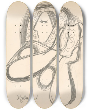 Triptych art skateboard deck of Mikul Galanda Ena S Dbnom_2 by Mikulas Galanda (1895-1938)