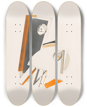 Triptych art skateboard deck of El Lissitzky Ngstliche by El Lissitzky (1890-1941)