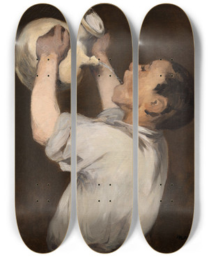 Triptych art skateboard deck of Nicolas Bernard Lpici Boy With Pitcher La Rgalade by Nicolas Bernard Lepicie (1735-1784)