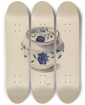 Triptych art skateboard deck of Edward White Sugar Bowl by Edward White (1864-1908)