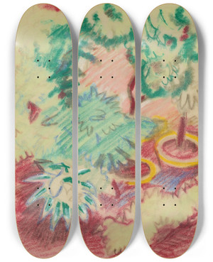 Triptych art skateboard deck of August Macke Blumentpfe by August Macke (1887-1914)