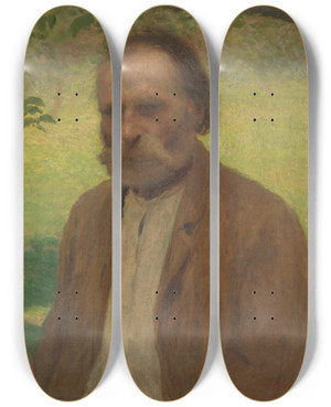 Triptych art skateboard deck of Elemr Halszhradil Starec V Plenri by Elemir Halasz Hradil (1873-1948)