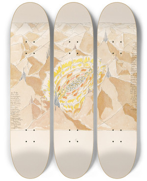 Triptych art skateboard deck of Bruno Taut Alpine Architektur Pl 3 by Bruno Taut (1880-1938)