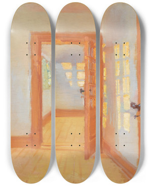 Triptych art skateboard deck of Anna Ancher Interior Brndums Annex by Anna Ancher (1859-1935)
