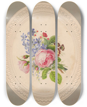 Triptych art skateboard deck of Henryka Beyer Posy by Henryka Beyer (1782-1855)