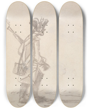 Triptych art skateboard deck of Henry William Bunbury Back From The Wars by Henry William Bunbury (1750-1811)