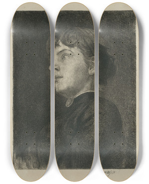 Triptych art skateboard deck of Kos Aranyossy Podobize Mladej Eny by kos Aranyossy