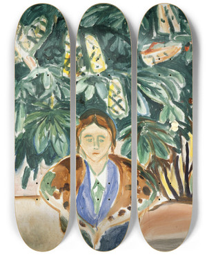 Triptych art skateboard deck of Edvard Munch Under The Chestnut Tree by Edvard Munch (1863-1944)