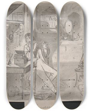 Triptych art skateboard deck of Adelaide Claxton Sentiment by Adelaide Claxton (1841-1927)